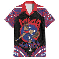Personalised Samoa Mixed Martial Arts Family Matching Puletasi and Hawaiian Shirt Flying Knee Of Samoan DT05 Dad's Shirt - Short Sleeve Black - Polynesian Pride
