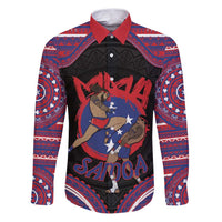 Personalised Samoa Mixed Martial Arts Family Matching Puletasi and Hawaiian Shirt Flying Knee Of Samoan DT05 Dad's Shirt - Long Sleeve Black - Polynesian Pride