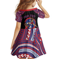 Personalised Samoa Mixed Martial Arts Family Matching Short Sleeve Bodycon Dress and Hawaiian Shirt Flying Knee Of Samoan - Polynesian Pride