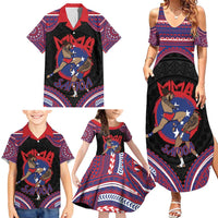 Personalised Samoa Mixed Martial Arts Family Matching Summer Maxi Dress and Hawaiian Shirt Flying Knee Of Samoan - Polynesian Pride