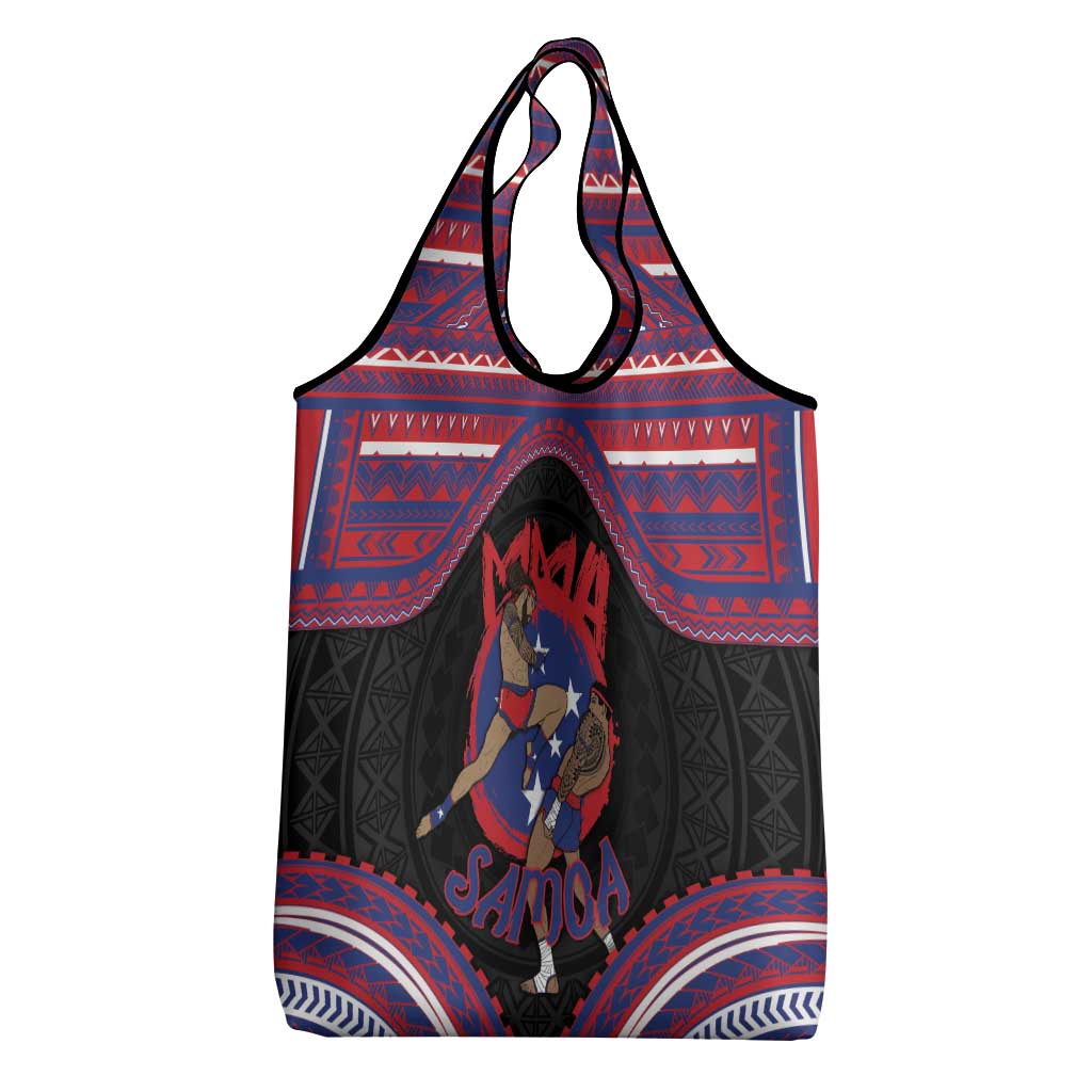 Samoa Mixed Martial Arts Grocery Bag Flying Knee Of Samoan - Polynesian Pride