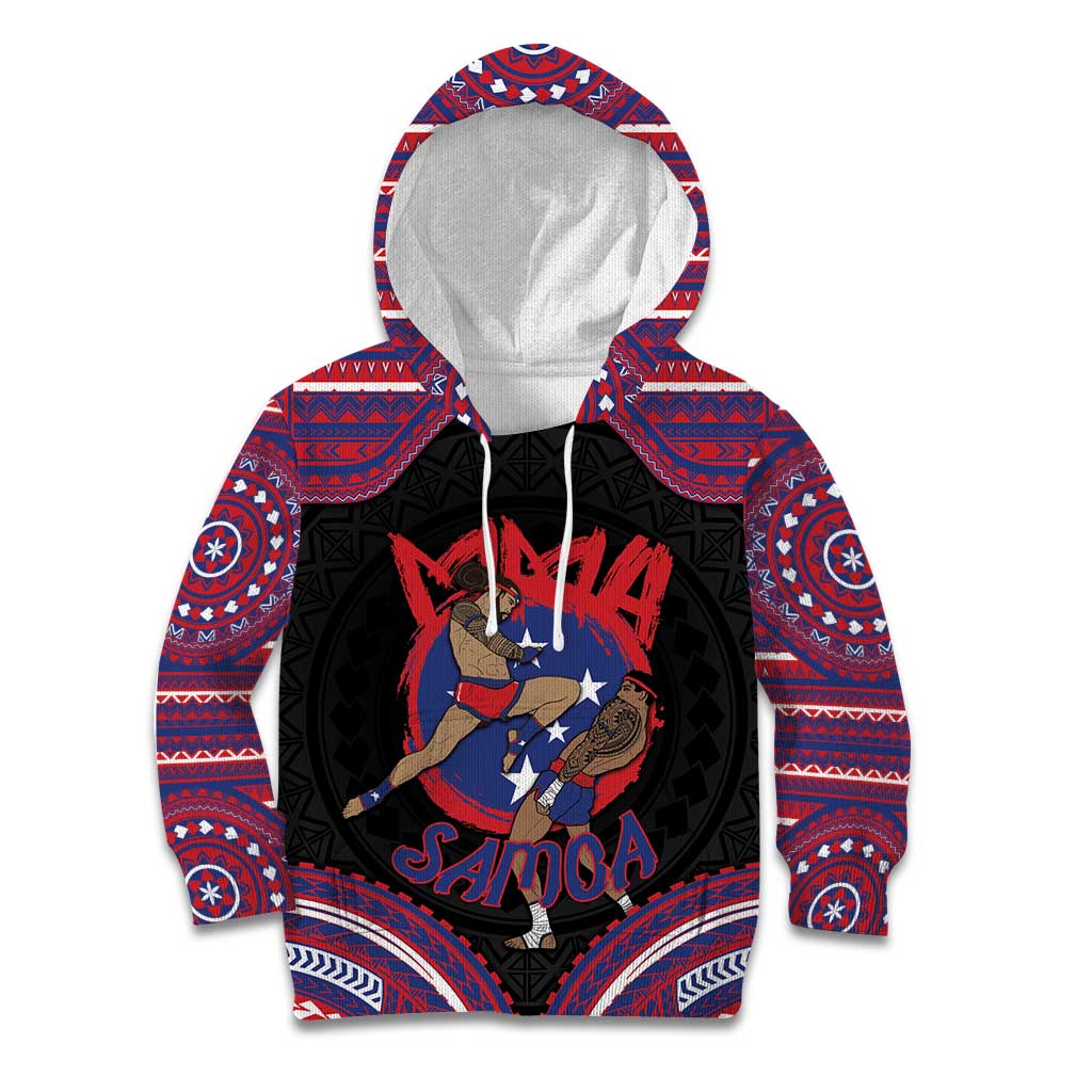 Personalised Samoa Mixed Martial Arts Kid Hoodie Flying Knee Of Samoan DT05 Hoodie Black - Polynesian Pride