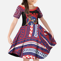 Personalised Samoa Mixed Martial Arts Kid Short Sleeve Dress Flying Knee Of Samoan - Polynesian Pride