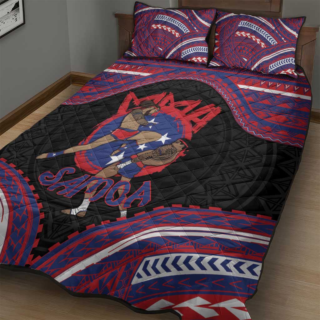 Samoa Mixed Martial Arts Quilt Bed Set Flying Knee Of Samoan - Polynesian Pride