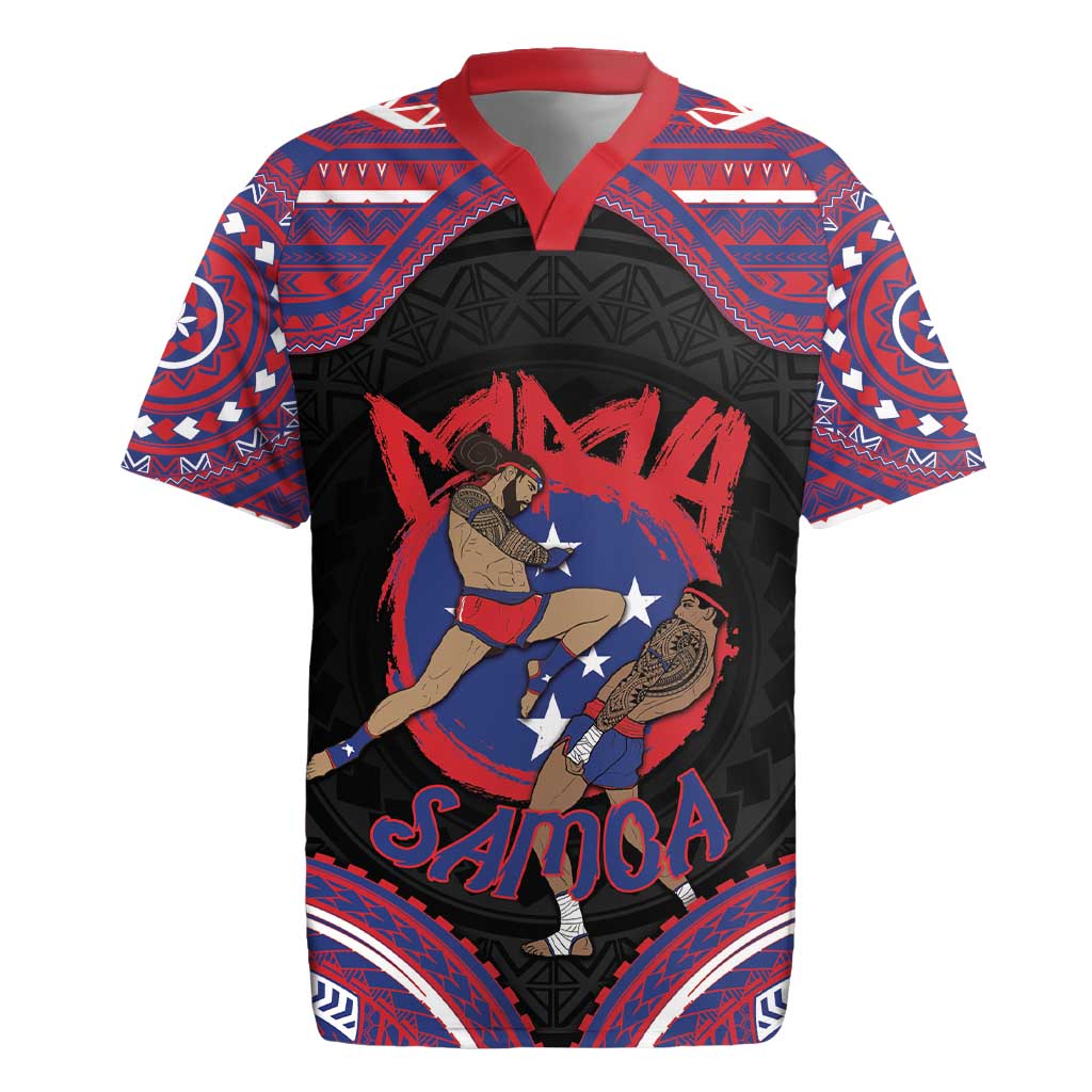 Personalised Samoa Mixed Martial Arts Rugby Jersey Flying Knee Of Samoan DT05 Black - Polynesian Pride