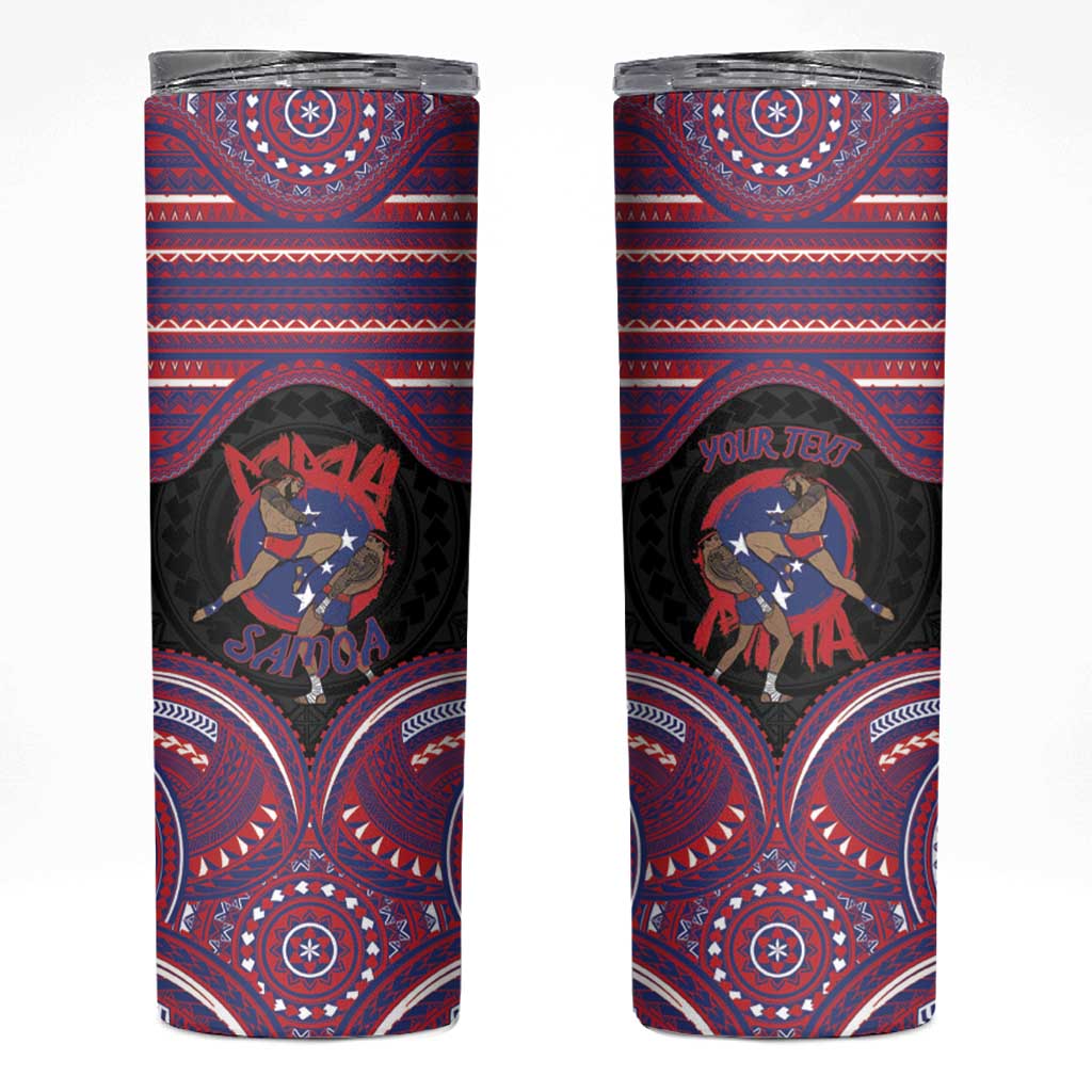 Personalised Samoa Mixed Martial Arts Skinny Tumbler Flying Knee Of Samoan - Polynesian Pride
