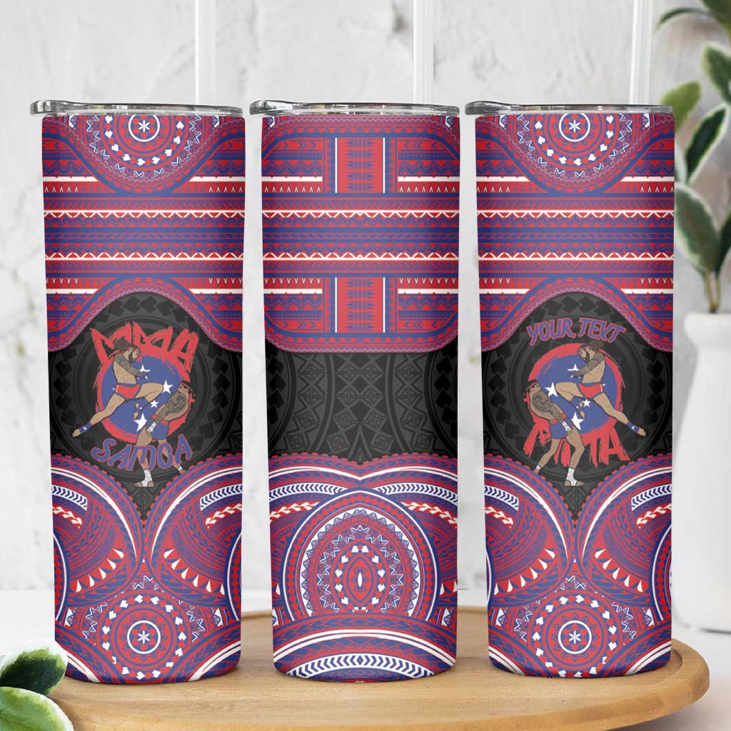 Personalised Samoa Mixed Martial Arts Skinny Tumbler Flying Knee Of Samoan - Polynesian Pride