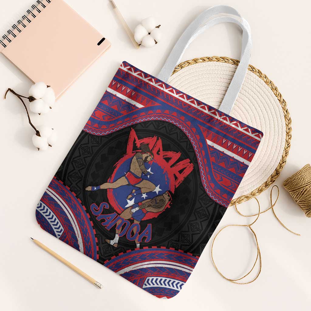 Samoa Mixed Martial Arts Tote Bag Flying Knee Of Samoan - Polynesian Pride