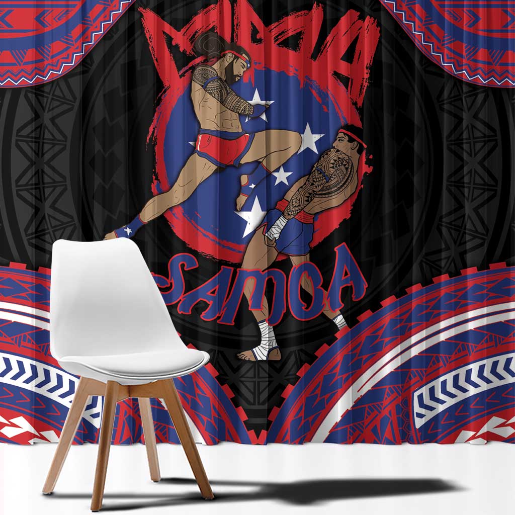 Samoa Mixed Martial Arts Window Curtain Flying Knee Of Samoan - Polynesian Pride