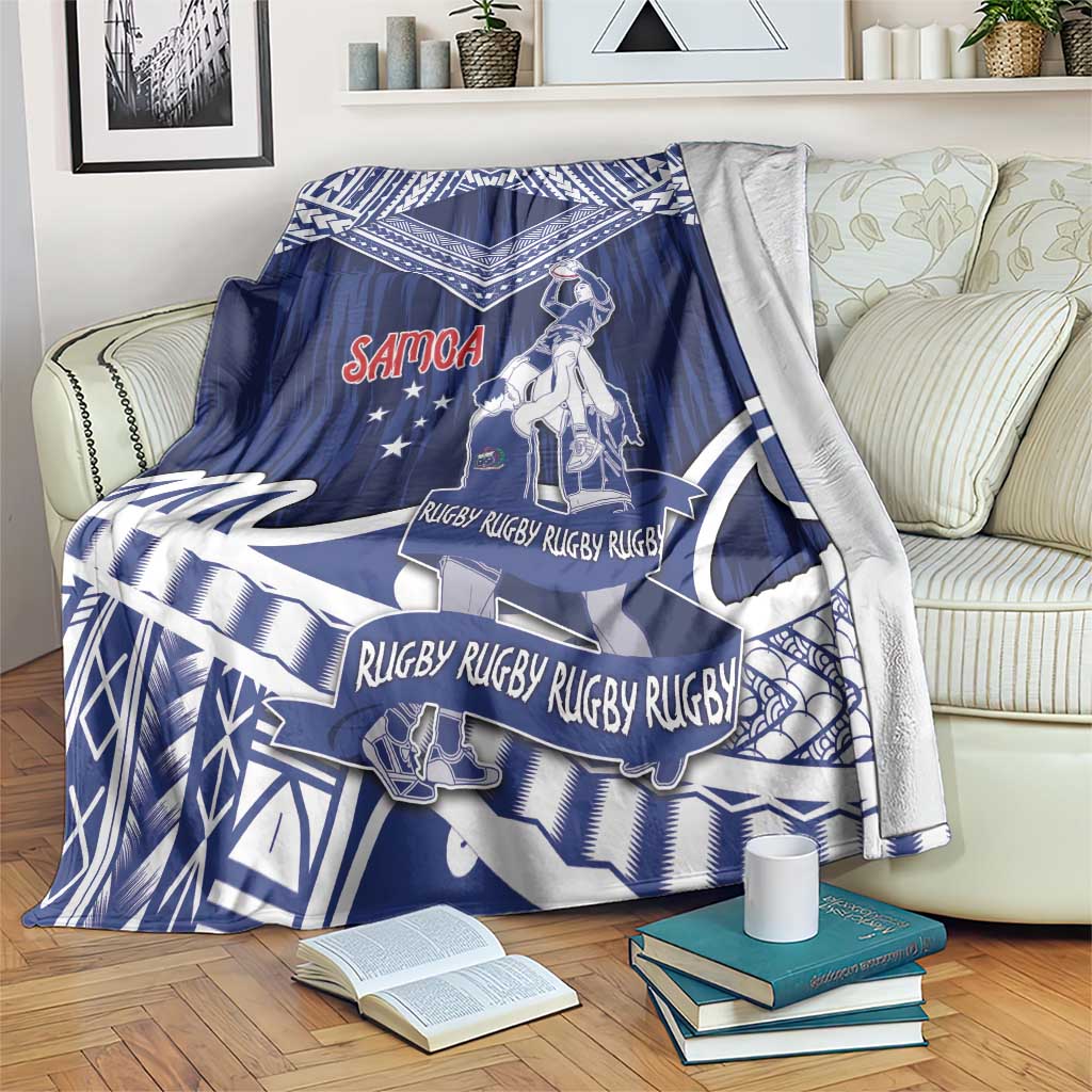 Samoa Rugby Blanket Pacific Warrior Glory DT05 Navy - Polynesian Pride