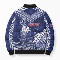 Personalised Samoa Rugby Bomber Puffer Jacket Pacific Warrior Glory - Polynesian Pride