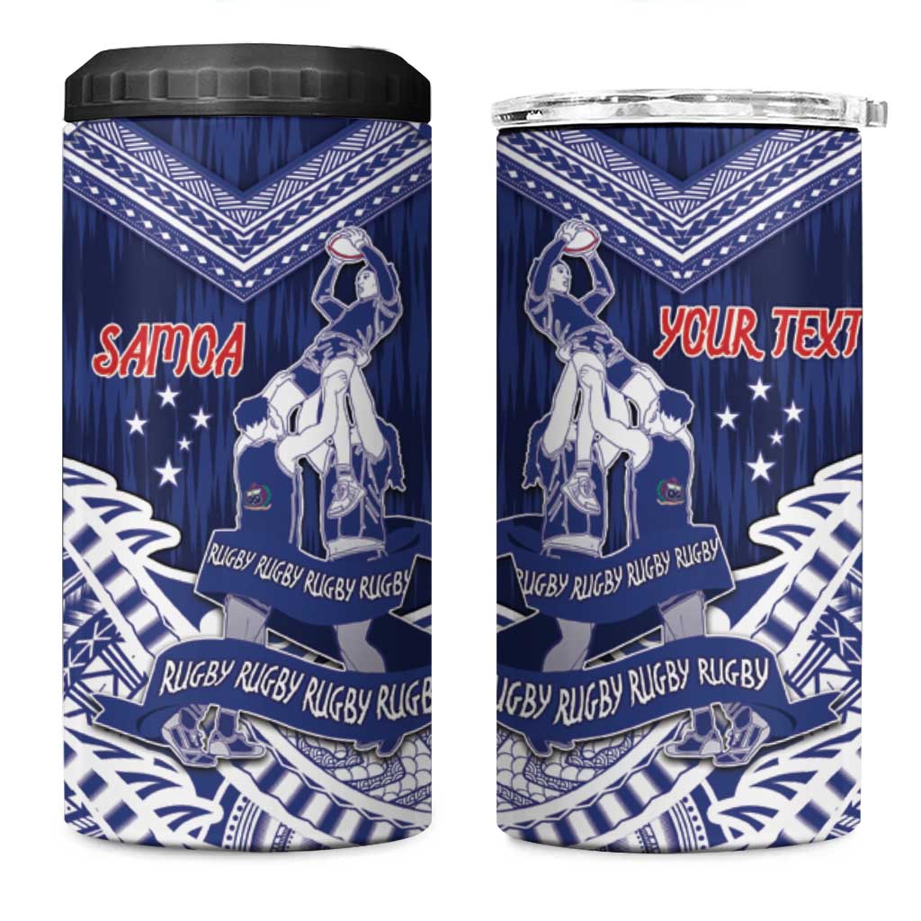 Personalised Samoa Rugby 4 in 1 Can Cooler Tumbler Pacific Warrior Glory - Polynesian Pride