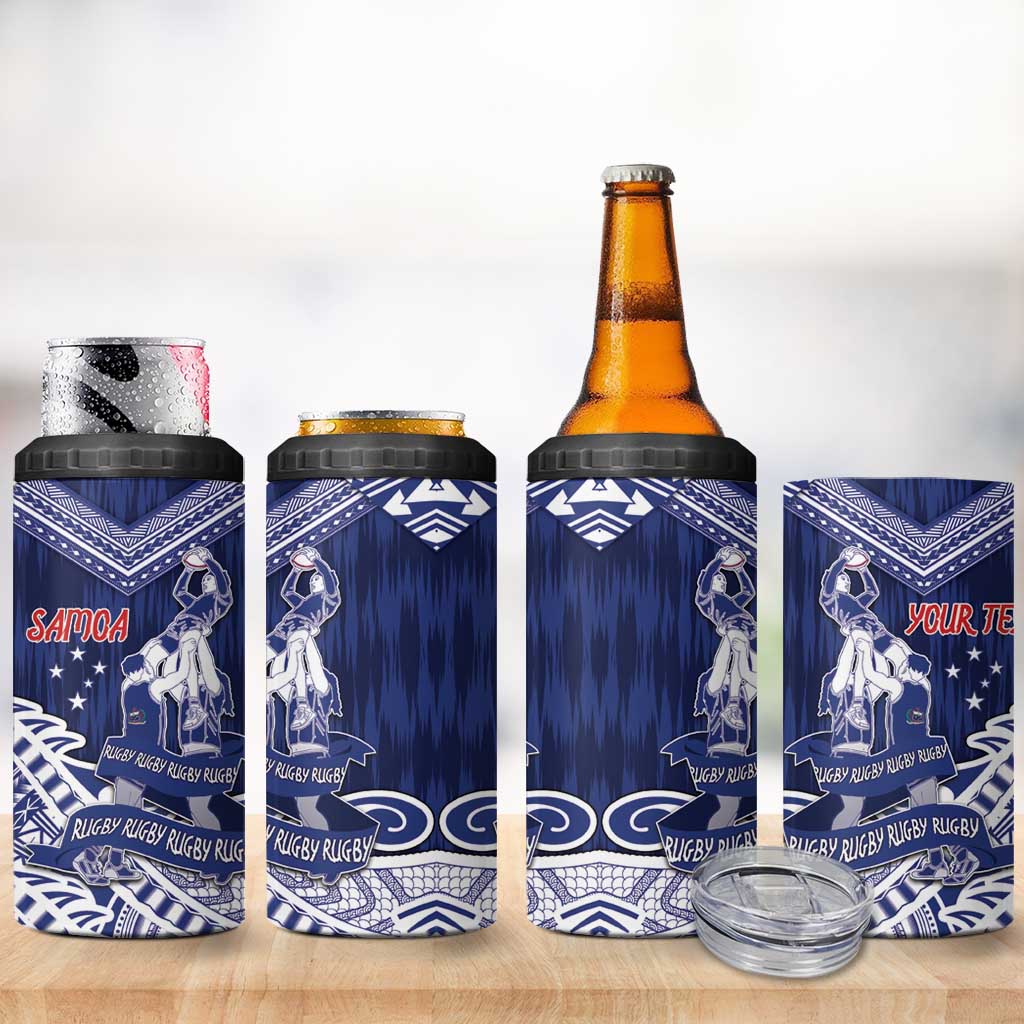 Personalised Samoa Rugby 4 in 1 Can Cooler Tumbler Pacific Warrior Glory - Polynesian Pride