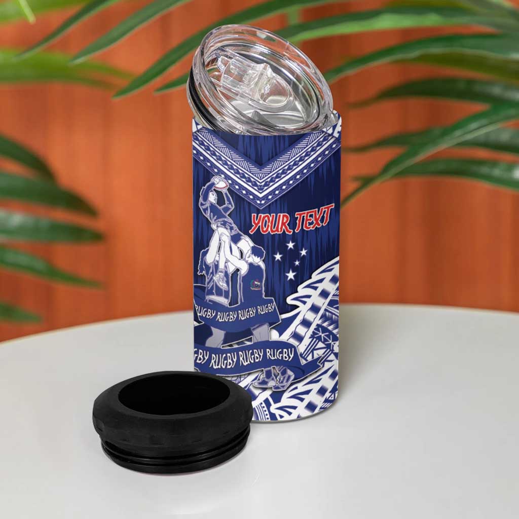 Personalised Samoa Rugby 4 in 1 Can Cooler Tumbler Pacific Warrior Glory - Polynesian Pride