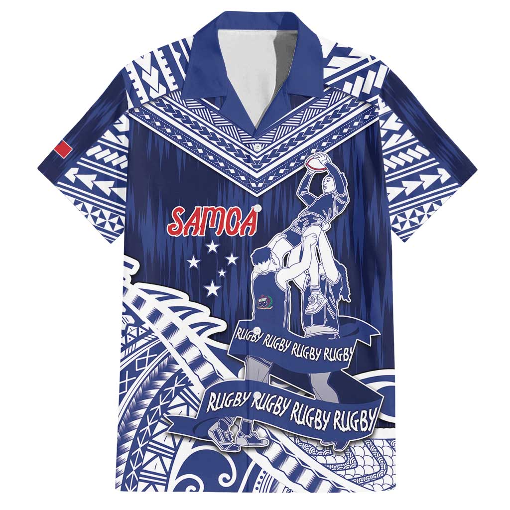 Personalised Samoa Rugby Family Matching Long Sleeve Bodycon Dress and Hawaiian Shirt Pacific Warrior Glory - Polynesian Pride