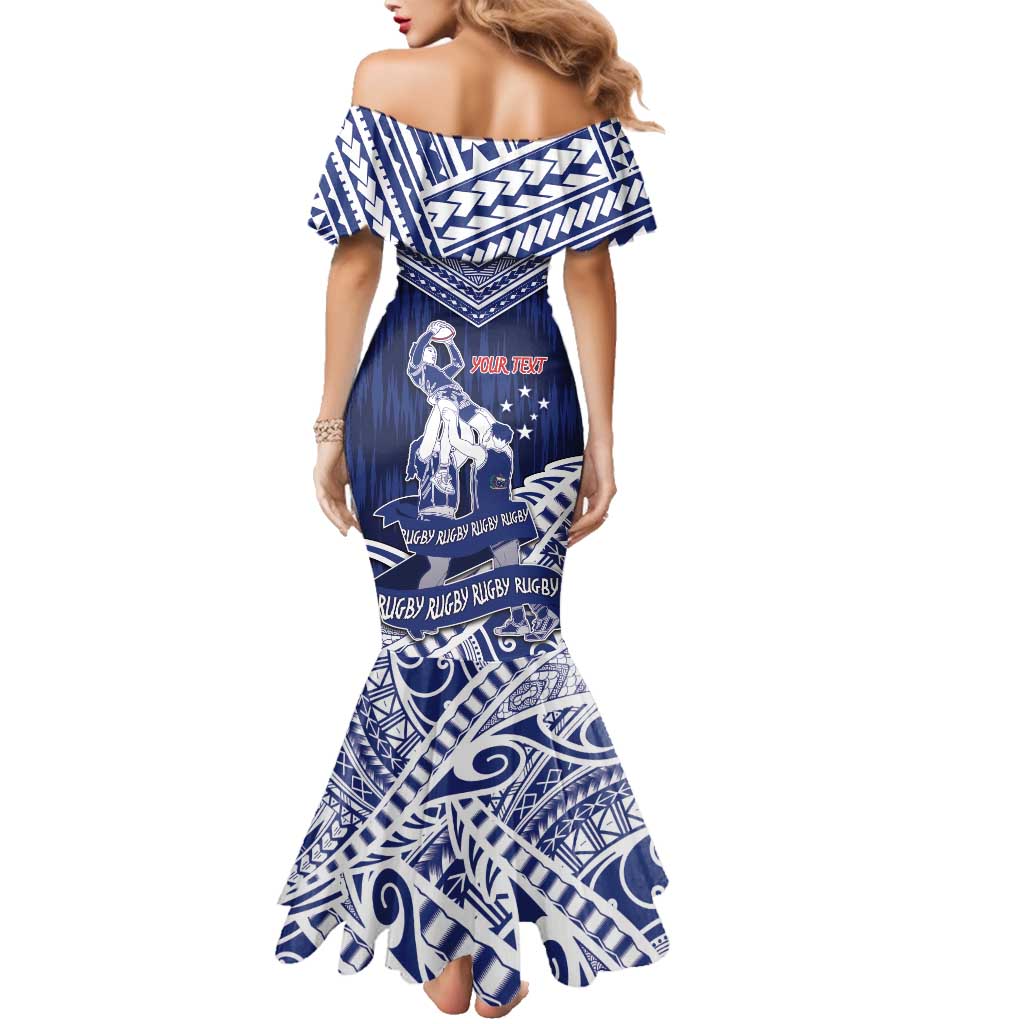 Personalised Samoa Rugby Family Matching Mermaid Dress and Hawaiian Shirt Pacific Warrior Glory - Polynesian Pride