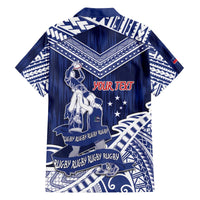 Personalised Samoa Rugby Family Matching Off The Shoulder Long Sleeve Dress and Hawaiian Shirt Pacific Warrior Glory - Polynesian Pride