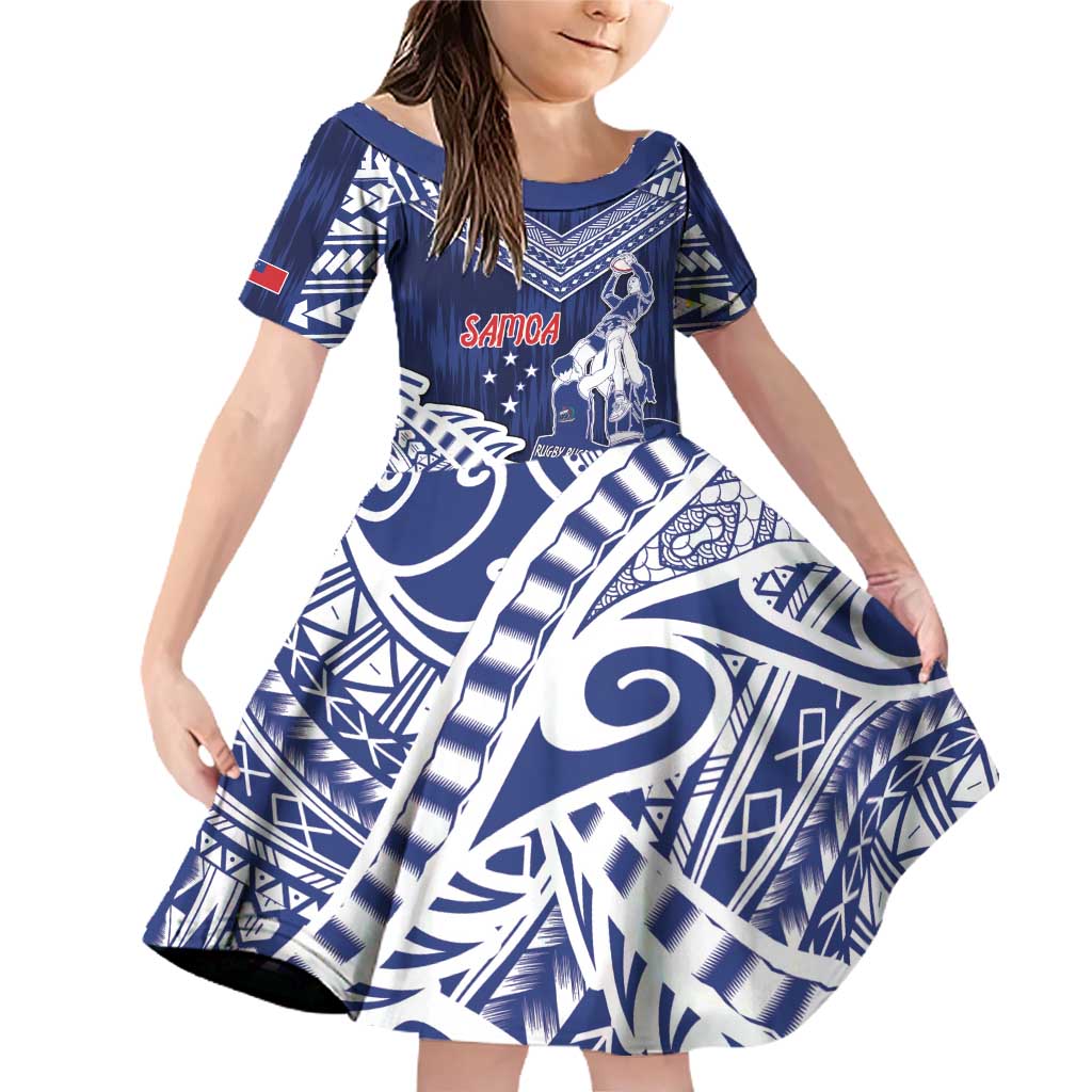 Personalised Samoa Rugby Family Matching Off Shoulder Short Dress and Hawaiian Shirt Pacific Warrior Glory - Polynesian Pride