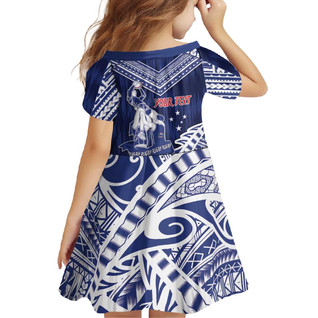 Personalised Samoa Rugby Family Matching Short Sleeve Bodycon Dress and Hawaiian Shirt Pacific Warrior Glory - Polynesian Pride