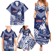 Personalised Samoa Rugby Family Matching Summer Maxi Dress and Hawaiian Shirt Pacific Warrior Glory - Polynesian Pride