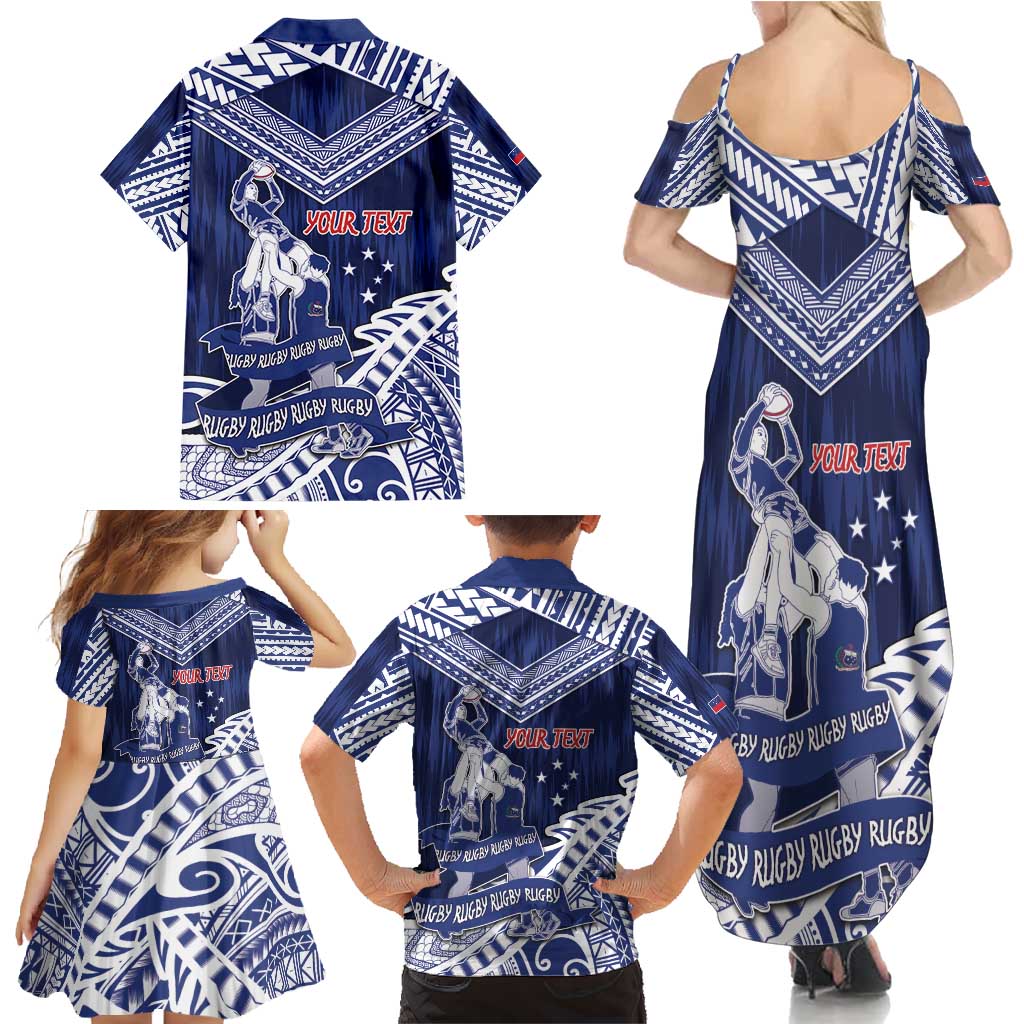 Personalised Samoa Rugby Family Matching Summer Maxi Dress and Hawaiian Shirt Pacific Warrior Glory - Polynesian Pride