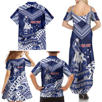 Personalised Samoa Rugby Family Matching Summer Maxi Dress and Hawaiian Shirt Pacific Warrior Glory - Polynesian Pride