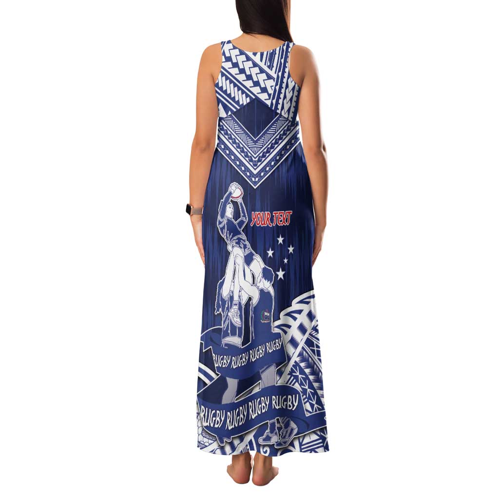 Personalised Samoa Rugby Family Matching Tank Maxi Dress and Hawaiian Shirt Pacific Warrior Glory - Polynesian Pride