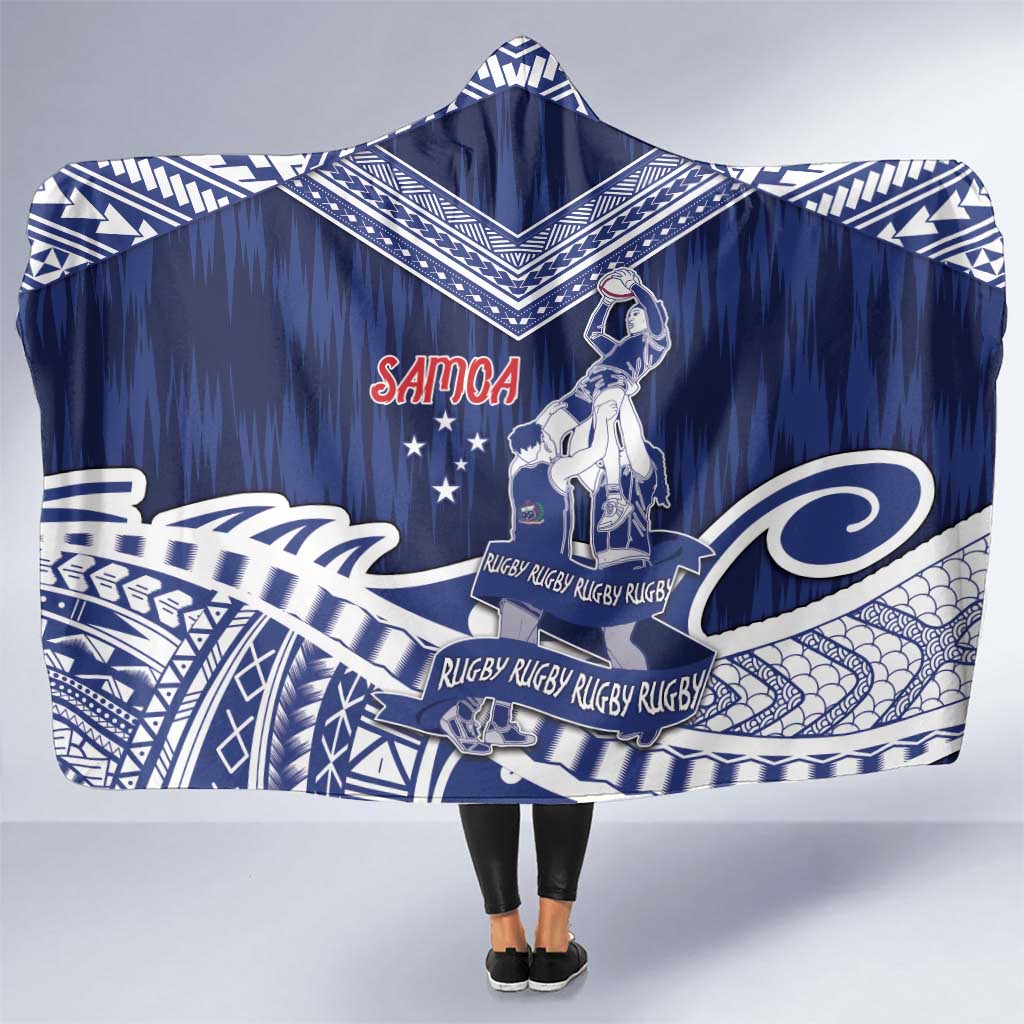 Samoa Rugby Hooded Blanket Pacific Warrior Glory DT05 One Size Navy - Polynesian Pride