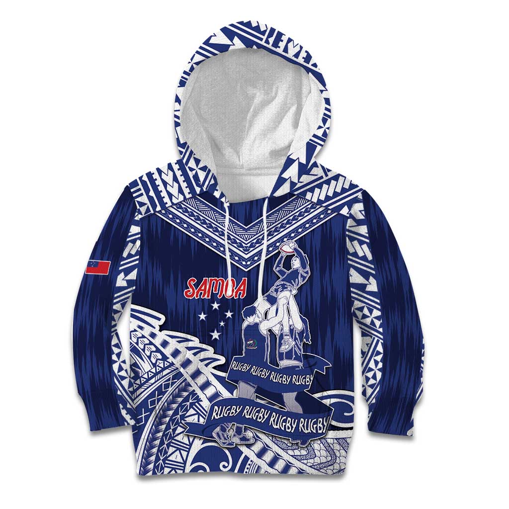 Personalised Samoa Rugby Kid Hoodie Pacific Warrior Glory DT05 Hoodie Navy - Polynesian Pride