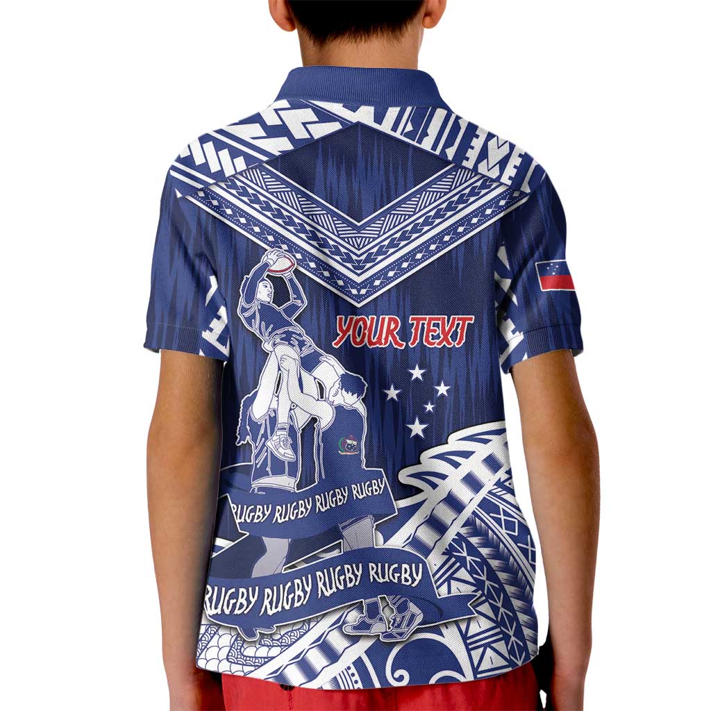 Personalised Samoa Rugby Kid Polo Shirt Pacific Warrior Glory - Polynesian Pride
