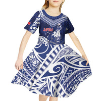 Personalised Samoa Rugby Kid Short Sleeve Dress Pacific Warrior Glory - Polynesian Pride