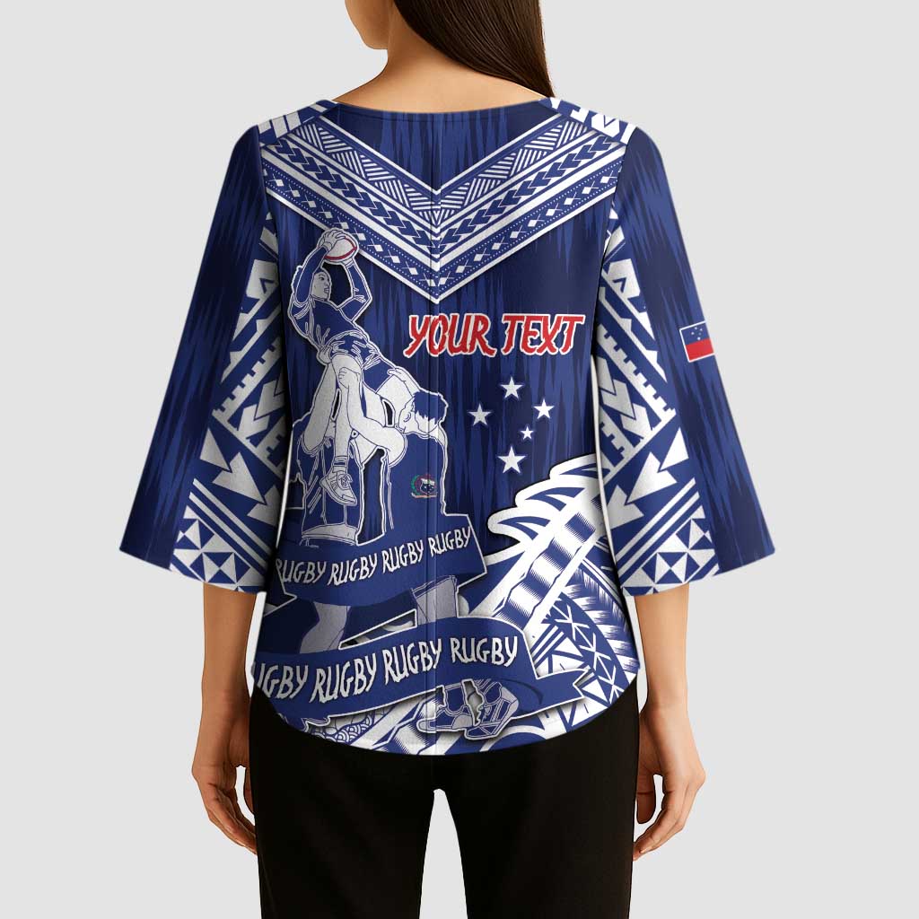 Personalised Samoa Rugby Kimono Sleeve Blouse Pacific Warrior Glory - Polynesian Pride