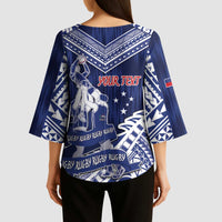Personalised Samoa Rugby Kimono Sleeve Blouse Pacific Warrior Glory - Polynesian Pride