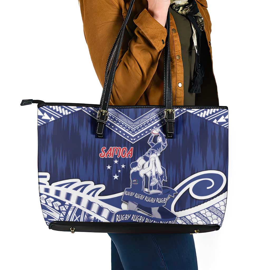 Samoa Rugby Leather Tote Bag Pacific Warrior Glory - Polynesian Pride
