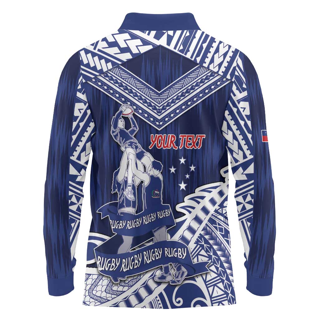 Personalised Samoa Rugby Long Sleeve Polo Shirt Pacific Warrior Glory - Polynesian Pride