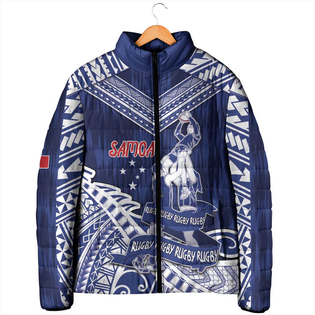 Personalised Samoa Rugby Padded Jacket Pacific Warrior Glory - Polynesian Pride