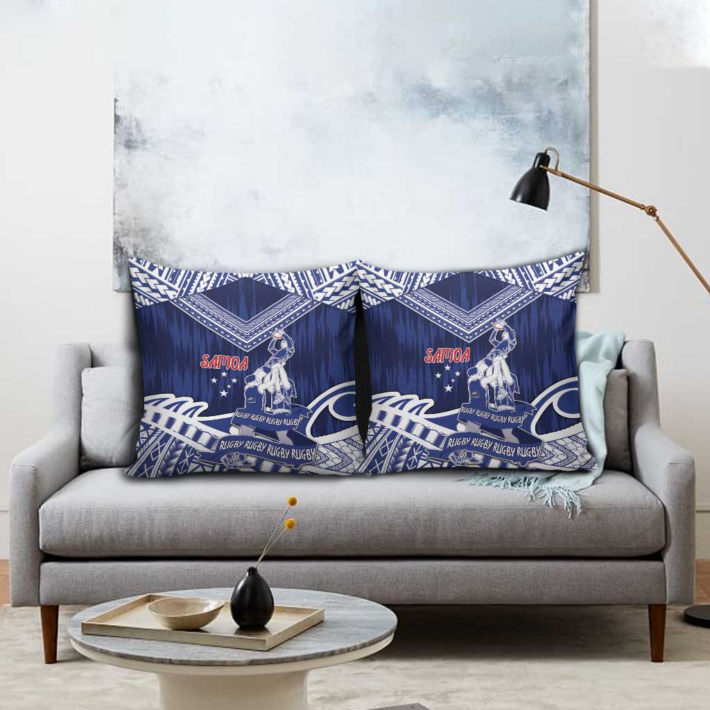 Samoa Rugby Pillow Cover Pacific Warrior Glory - Polynesian Pride