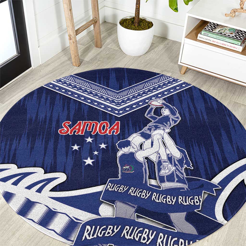 Samoa Rugby Round Carpet Pacific Warrior Glory DT05 Navy - Polynesian Pride