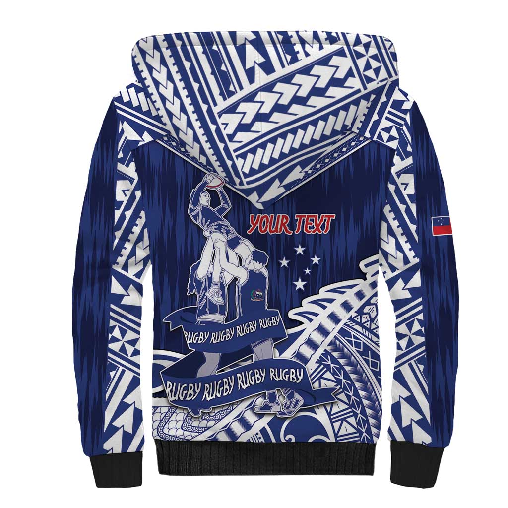 Personalised Samoa Rugby Sherpa Hoodie Pacific Warrior Glory - Polynesian Pride