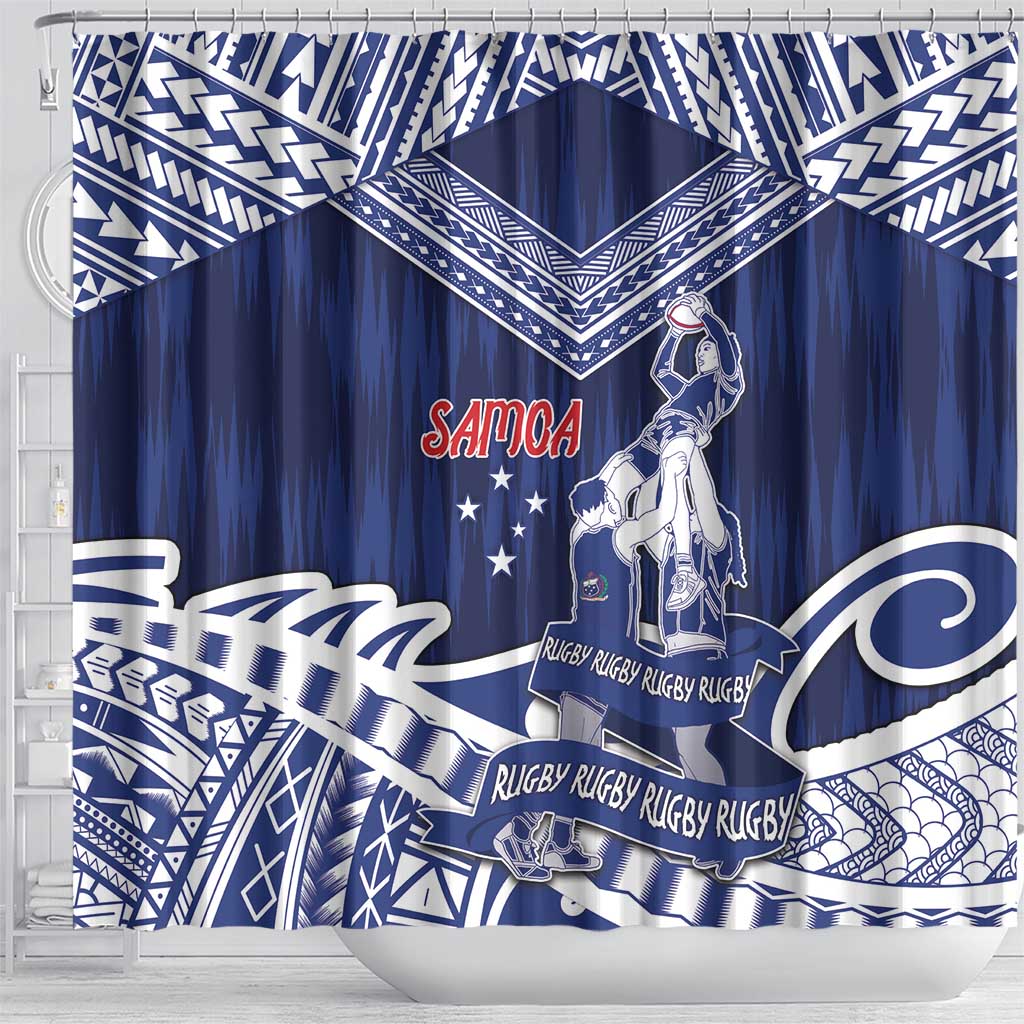 Samoa Rugby Shower Curtain Pacific Warrior Glory - Polynesian Pride