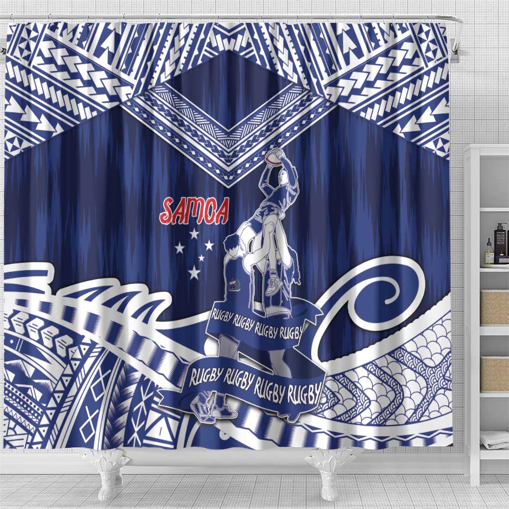 Samoa Rugby Shower Curtain Pacific Warrior Glory - Polynesian Pride