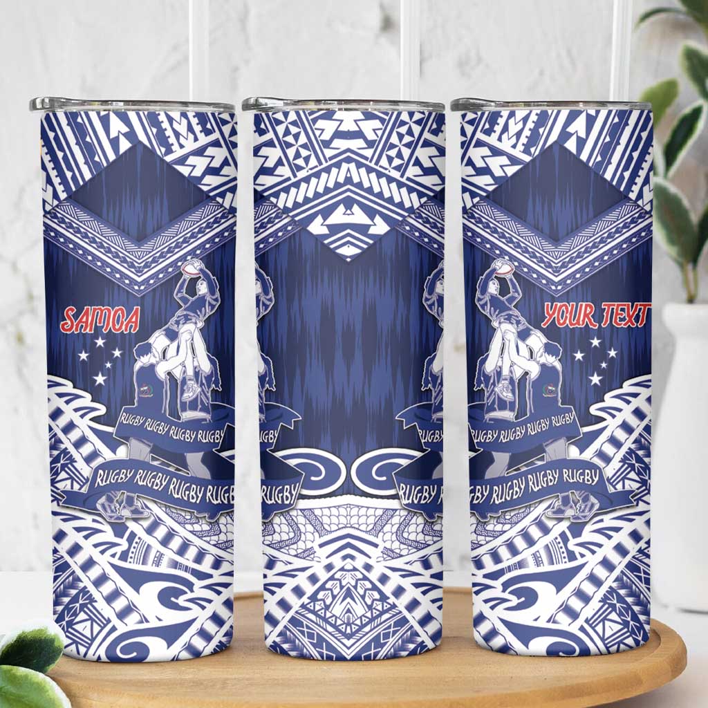 Personalised Samoa Rugby Skinny Tumbler Pacific Warrior Glory - Polynesian Pride