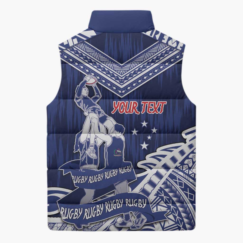 Personalised Samoa Rugby Sleeveless Puffer Jacket Pacific Warrior Glory - Polynesian Pride