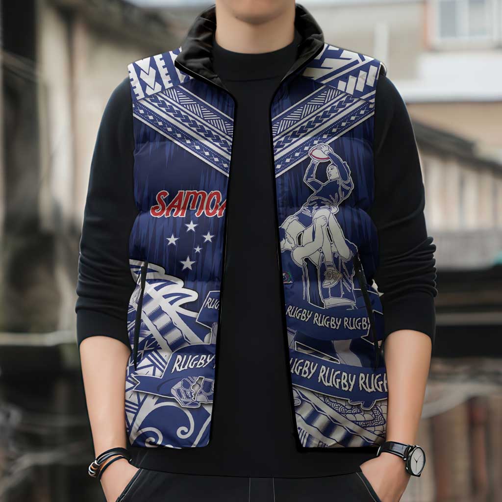 Personalised Samoa Rugby Sleeveless Puffer Jacket Pacific Warrior Glory - Polynesian Pride