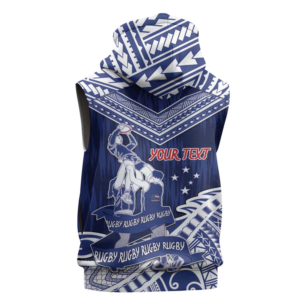 Personalised Samoa Rugby Sleeveless Zip Hoodie Pacific Warrior Glory - Polynesian Pride