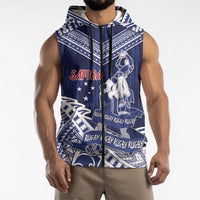 Personalised Samoa Rugby Sleeveless Zip Hoodie Pacific Warrior Glory - Polynesian Pride
