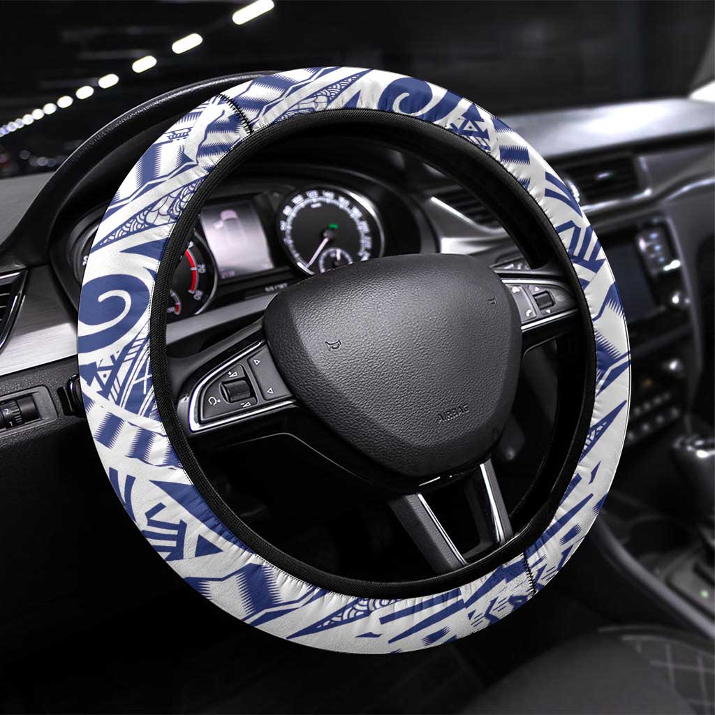 Samoa Rugby Steering Wheel Cover Pacific Warrior Glory DT05 Universal Fit Navy - Polynesian Pride