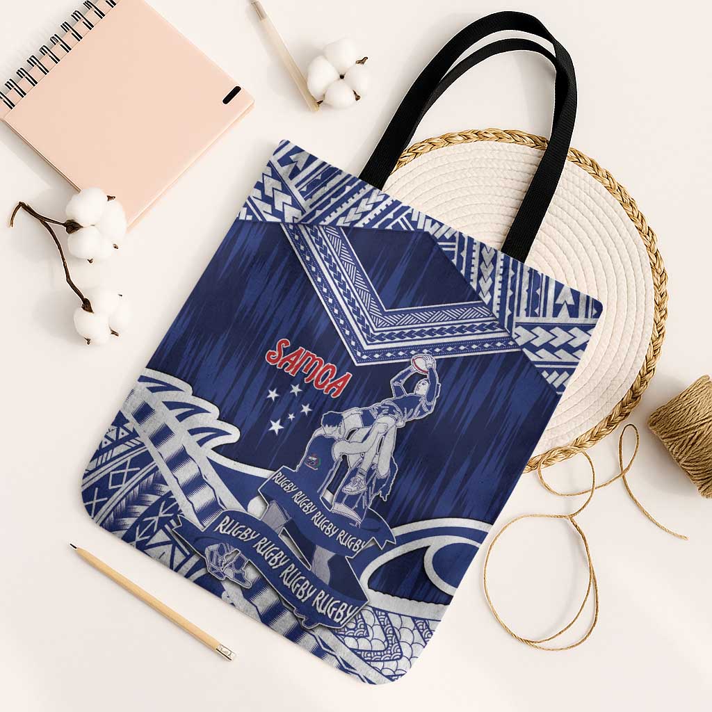 Samoa Rugby Tote Bag Pacific Warrior Glory DT05 Black Strap One Size Navy - Polynesian Pride
