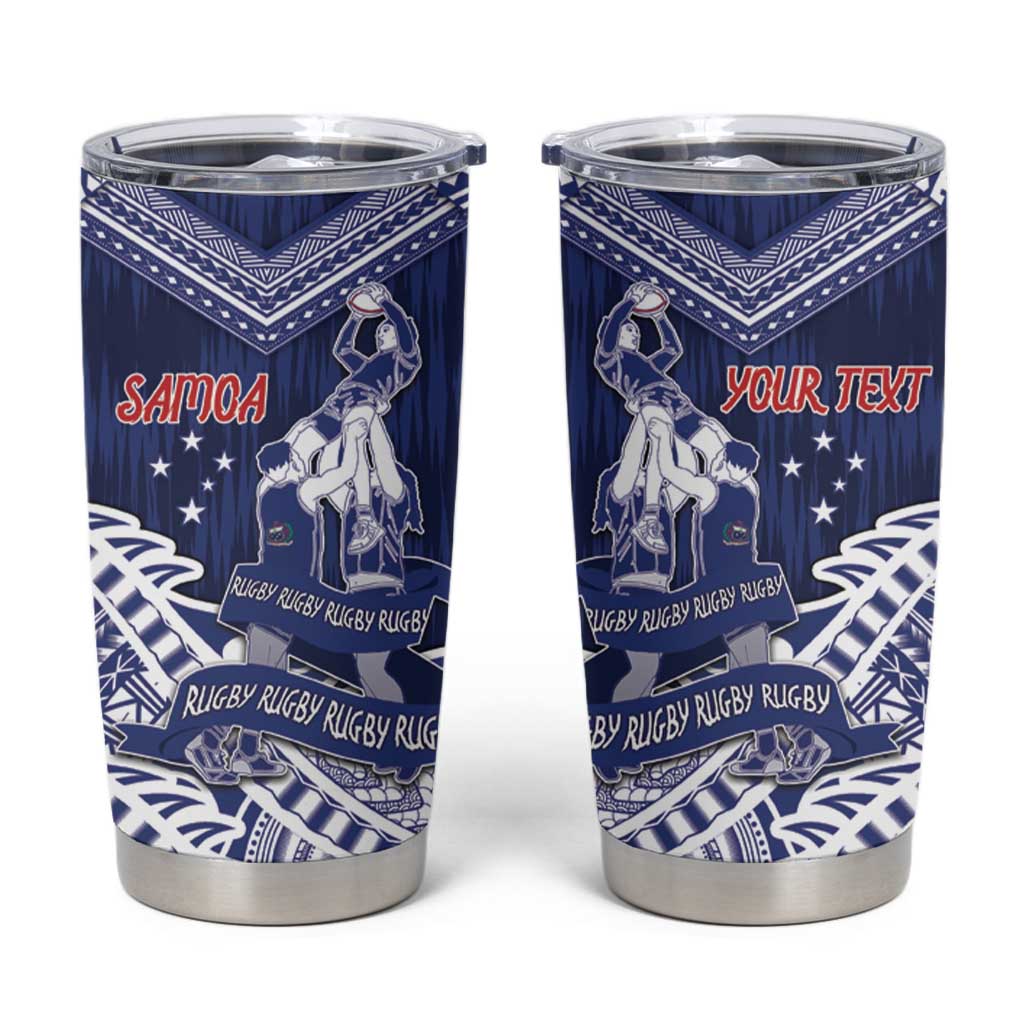 Personalised Samoa Rugby Tumbler Cup Pacific Warrior Glory - Polynesian Pride