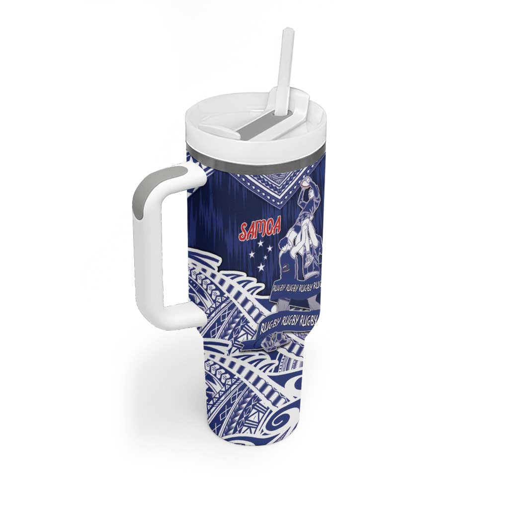 Personalised Samoa Rugby Tumbler With Handle Pacific Warrior Glory - Polynesian Pride